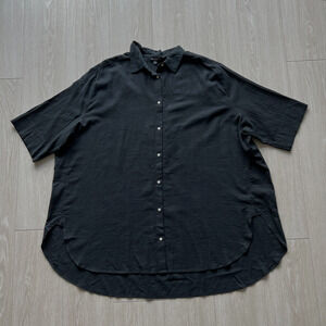 J Crew Airy Gauze Button Up Shirt Womens Size 3X Black Sheer CI257